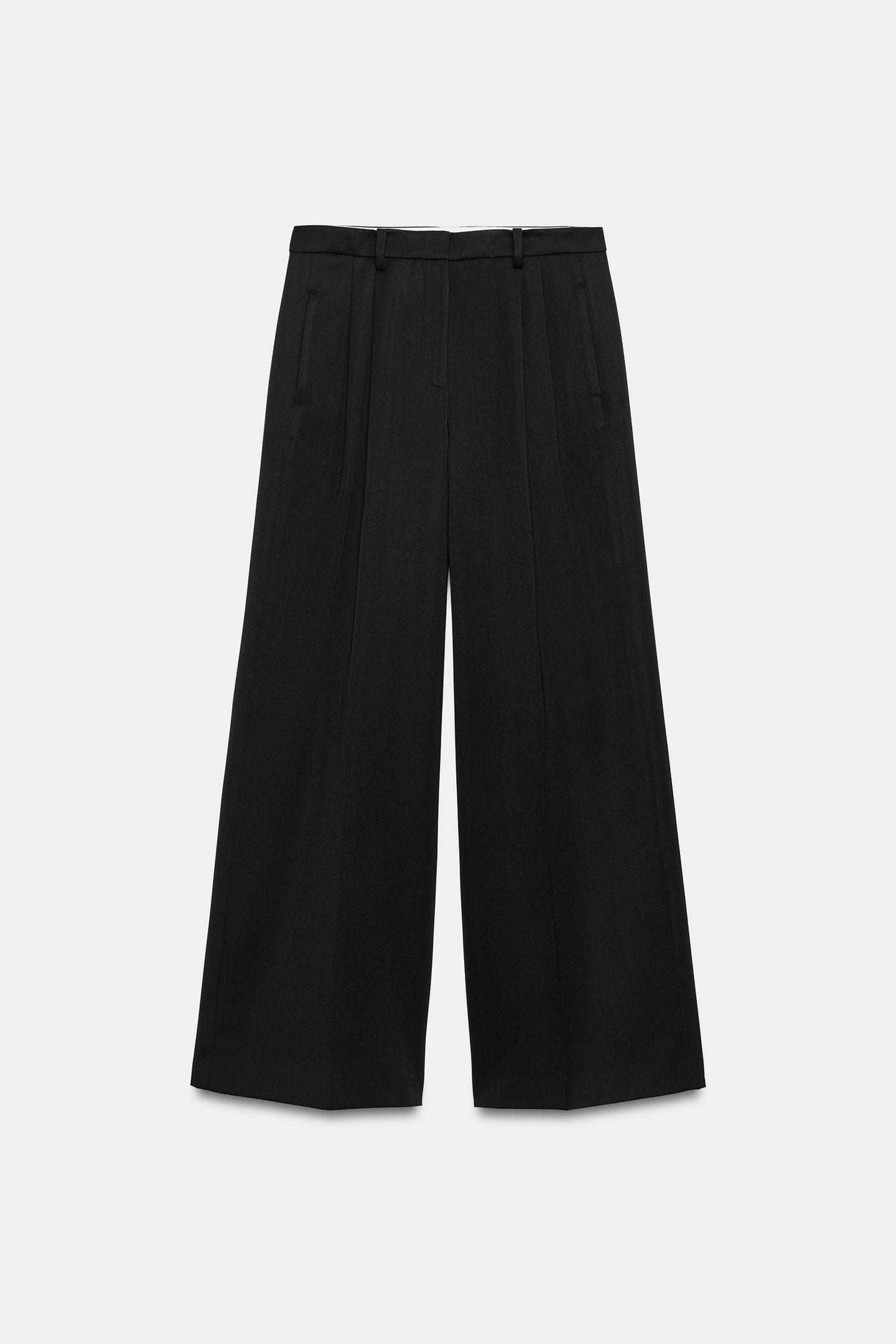 Женские брюки Zara ZW Collection Pleated, цвет: Чёрный — фото 4