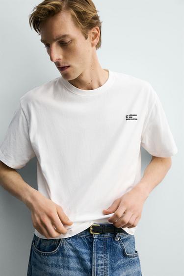 RELAXED FIT SLOGAN T-SHIRT - White by Zara - Image 4