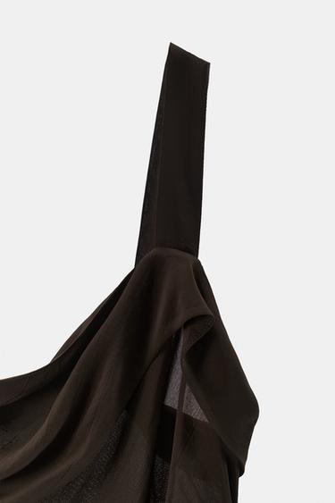 ROBE EN VISCOSE 100% ET BRODERIES DENTELLE - Marron foncé de Zara - Image 3