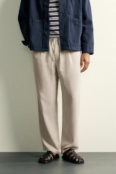 PANTALÓN RELAXED FIT 100% LYOCELL - Beige de Zara