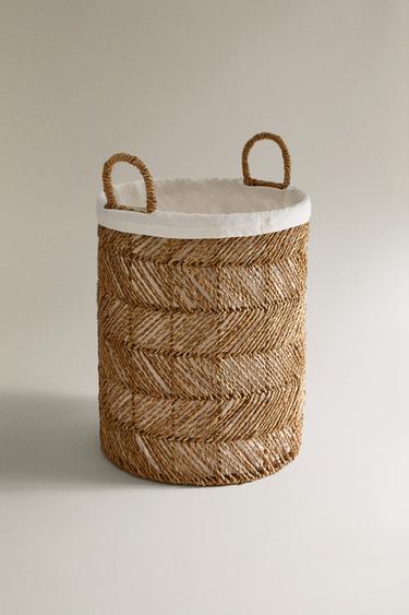 ROUND BASKET WITH COTTON LINING - Light beige by Zara - Image 1