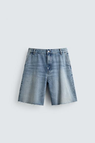 RELAXED FIT CHINO DENIM BERMUDA SHORTS - Blue by Zara