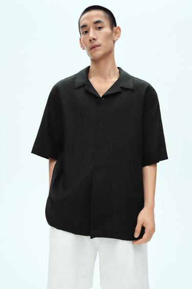 100% LINEN SHIRT - Black by Zara