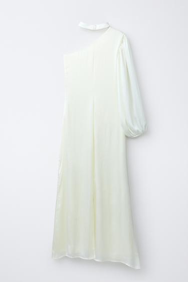 ROBE SATINÉE ASYMÉTRIQUE - Jaune clair de Zara - Image 1