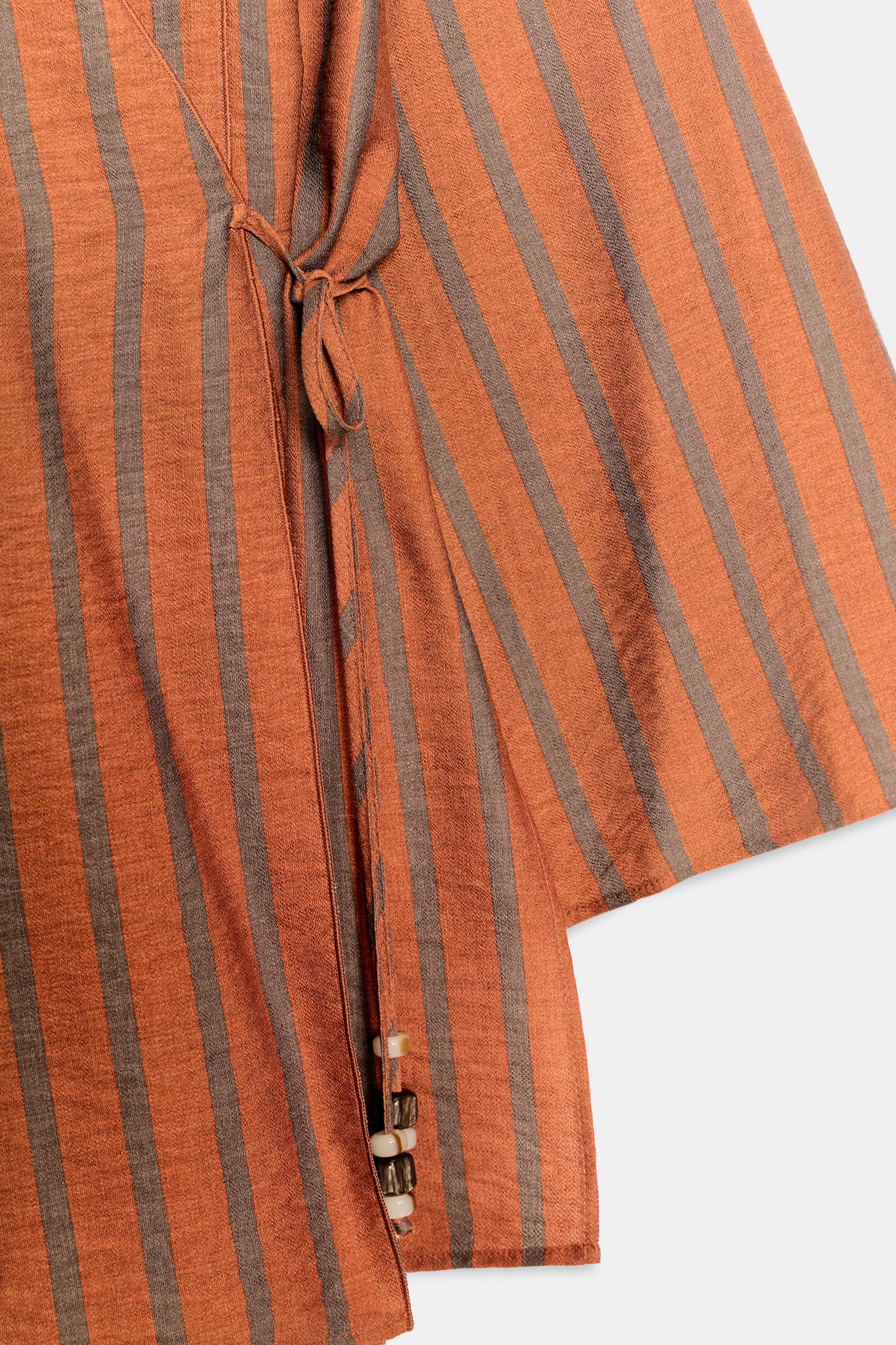 Zara STRIPED WRAP JACKET — фото 8