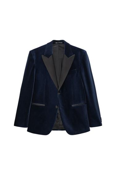 CONTRASTING VELVET BLAZER