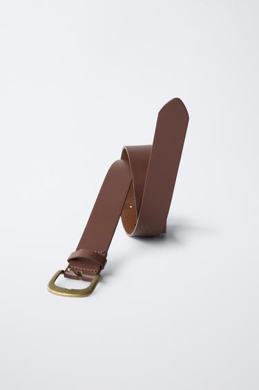 LEATHER-EFFECT BELT - Brown by Zara