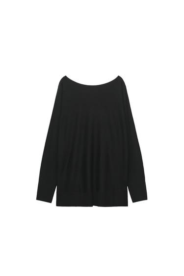 KNIT SWEATER WITH DRAPED COLLAR