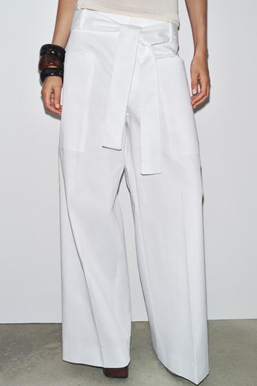 PANTALON CEINTURE ZW COLLECTION - Blanc de Zara - Image 1