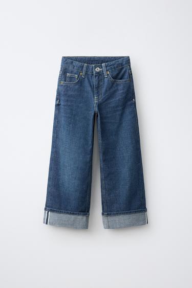 CAPPED HEM LOOSE FIT JEANS — Blue 1