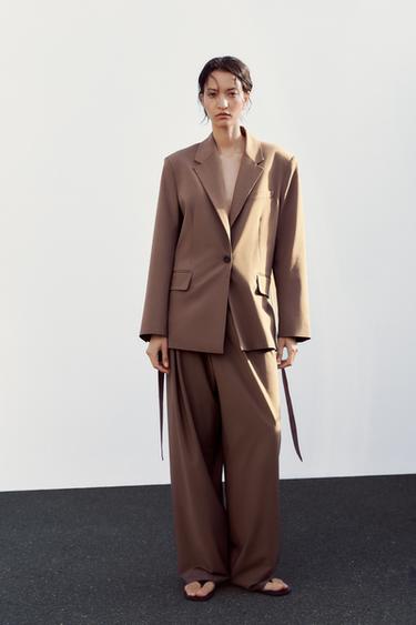 TIE-BELT BLAZER - Light mink by Zara - Image 0