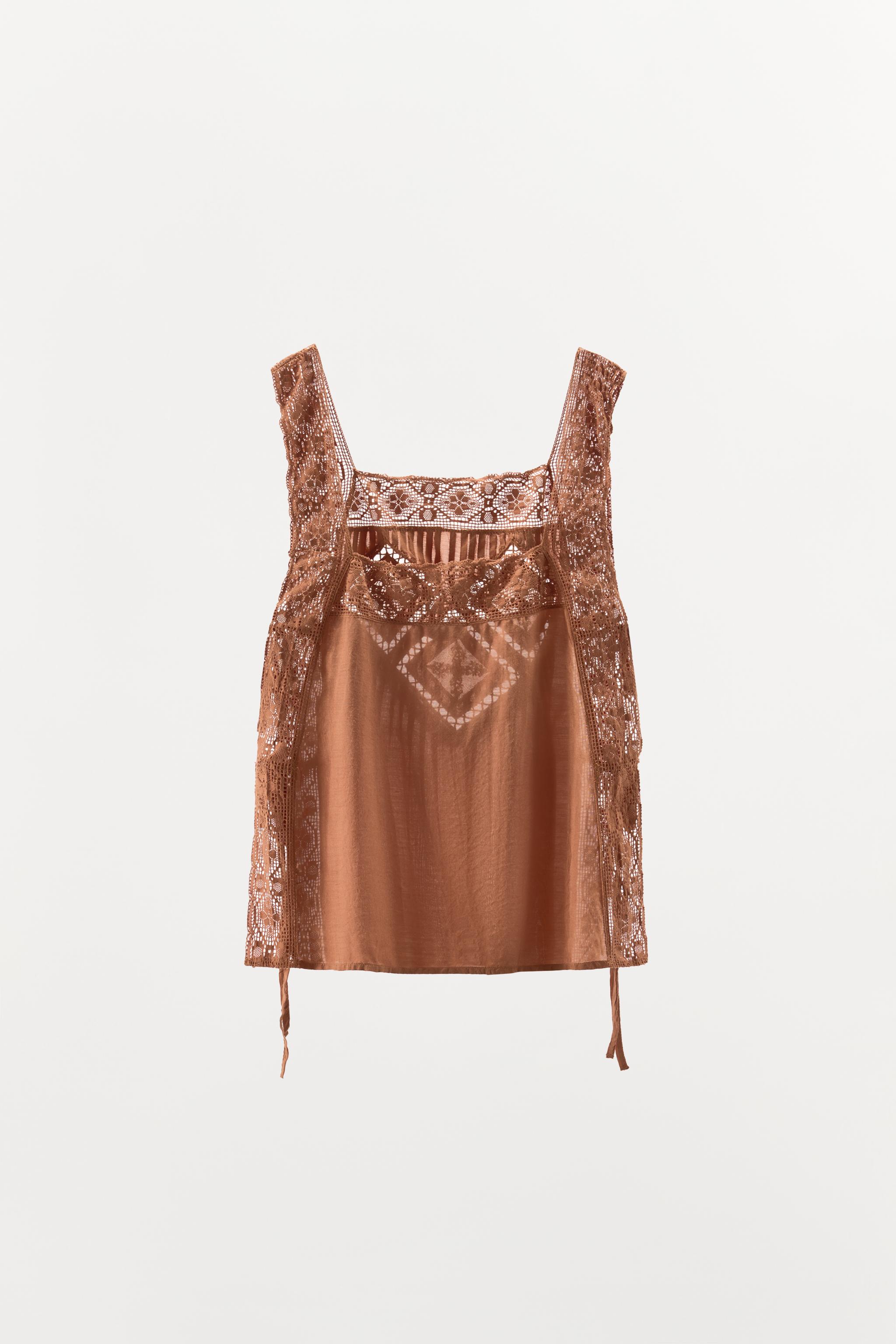 LIMITED EDITION RHOMBUS LACE TOP - Brick | ZARA United States