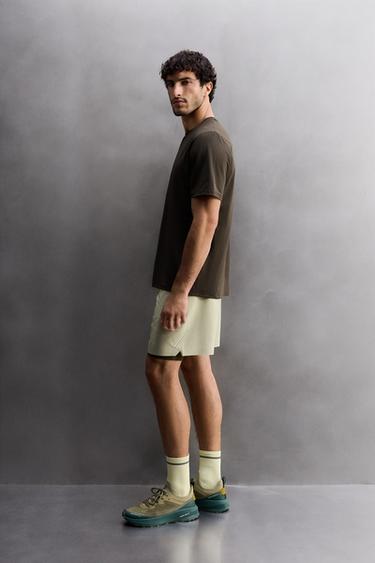 LIGHTWEIGHT PERFORATED SHORTS - Grey green by Zara - Image 3