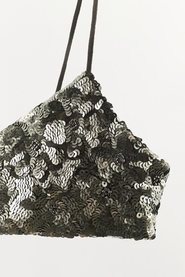 SEQUIN AND BEAD BRALETTE - Silver by Zara - Image 5