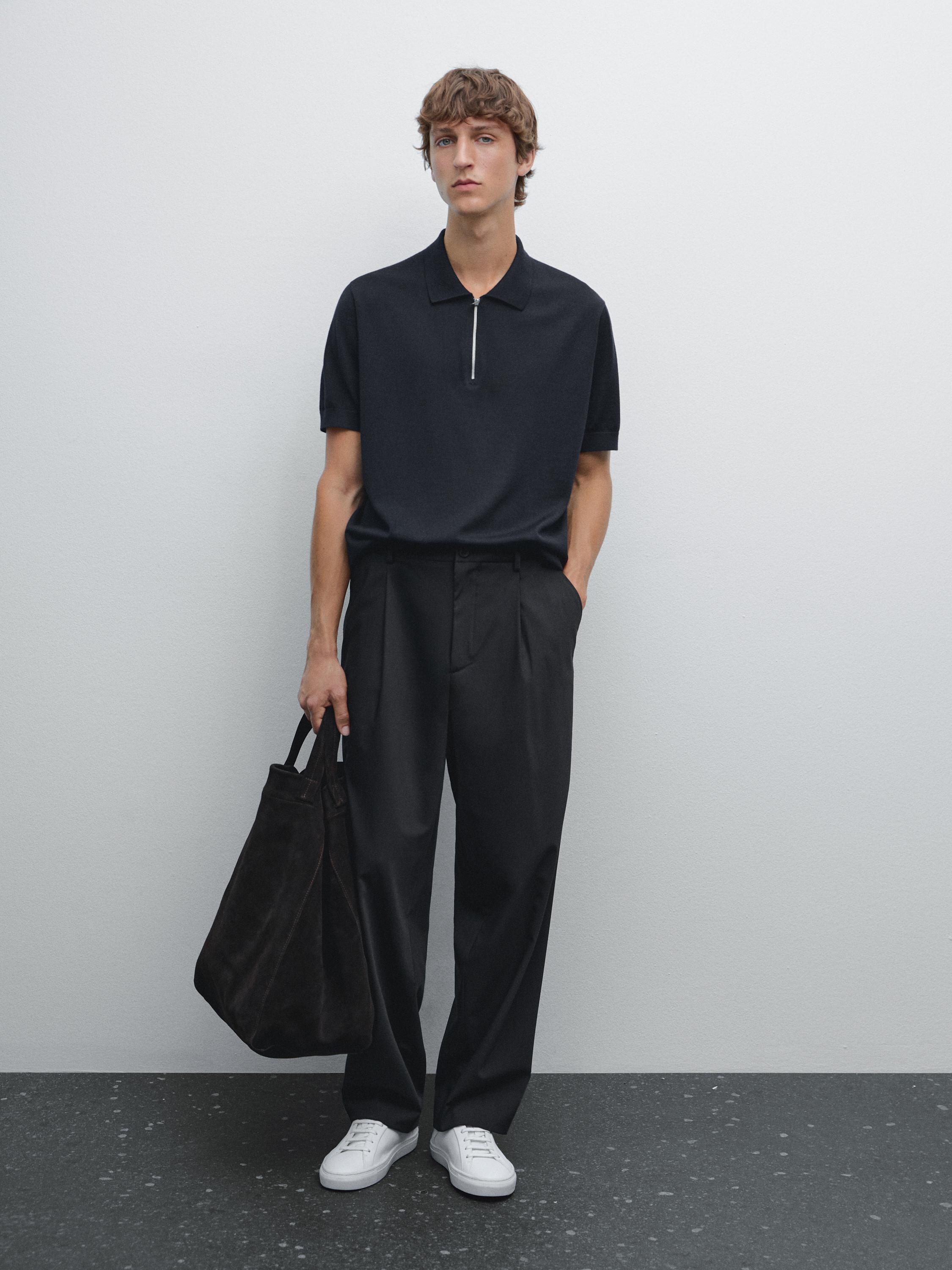 Polo en maille à col zippé