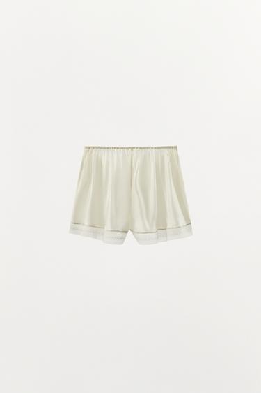 LACE TRIM SILK SHORTS - Ecru by Zara - Image 6