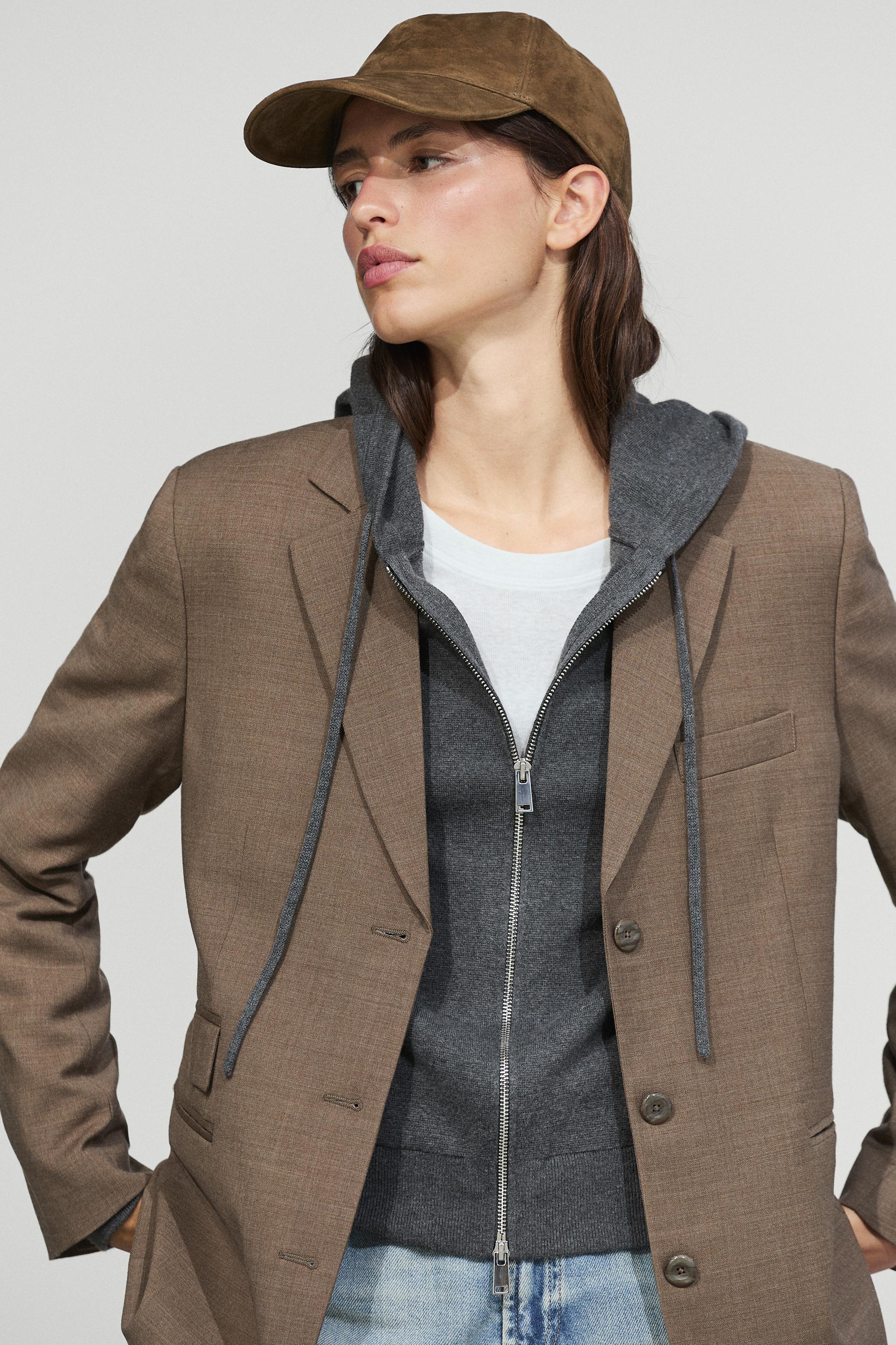 Suede leather cap — taupe brown
