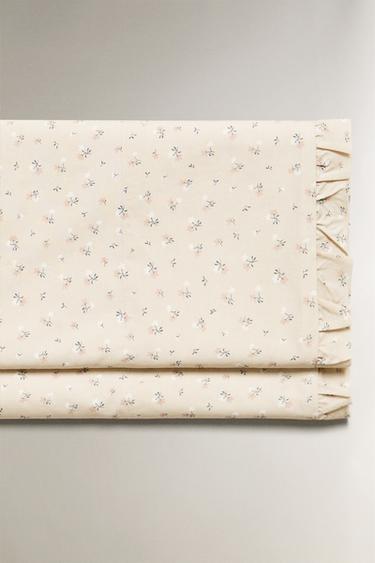 CHILDREN'S FLORAL PRINT RUFFLED FLAT SHEET - Light pink by Zara