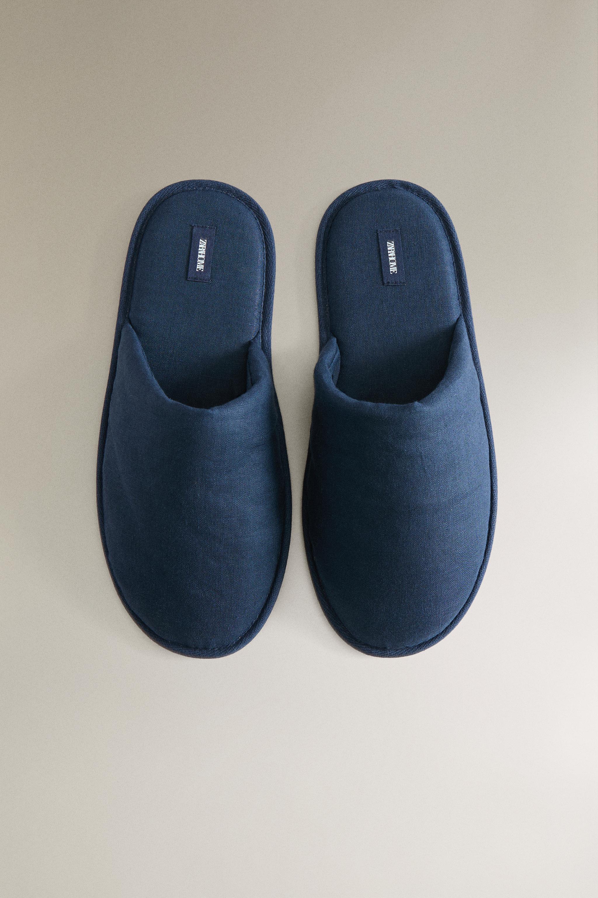 LINEN MULE SLIPPERS