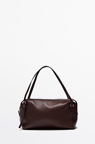 Zara Medium nappa leather satchel bag - Brown marl - Image 0