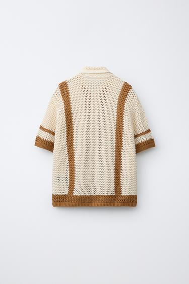 CHEMISE EN MAILLE CROCHET - Ocre de Zara - Image 1