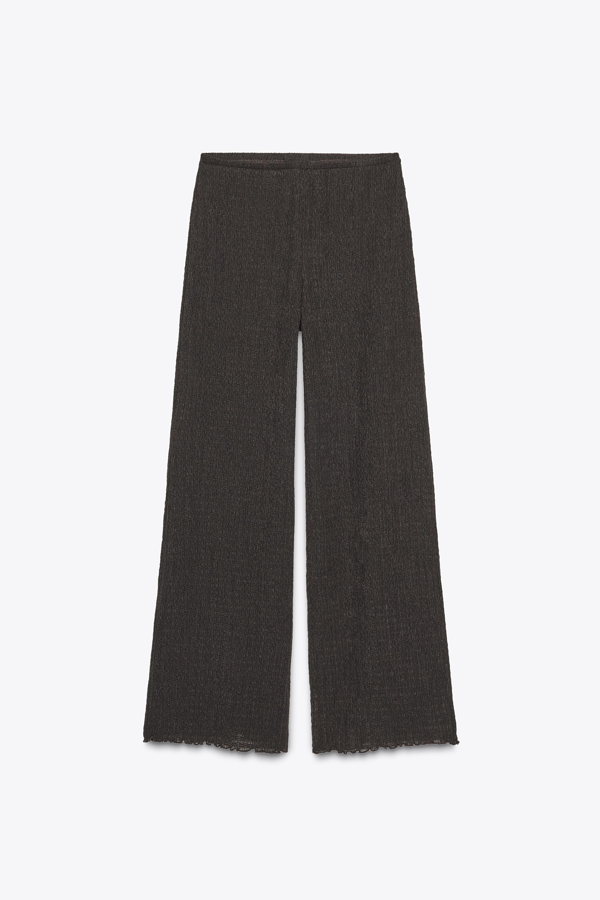 TEXTURED WIDE LEG PANTS
