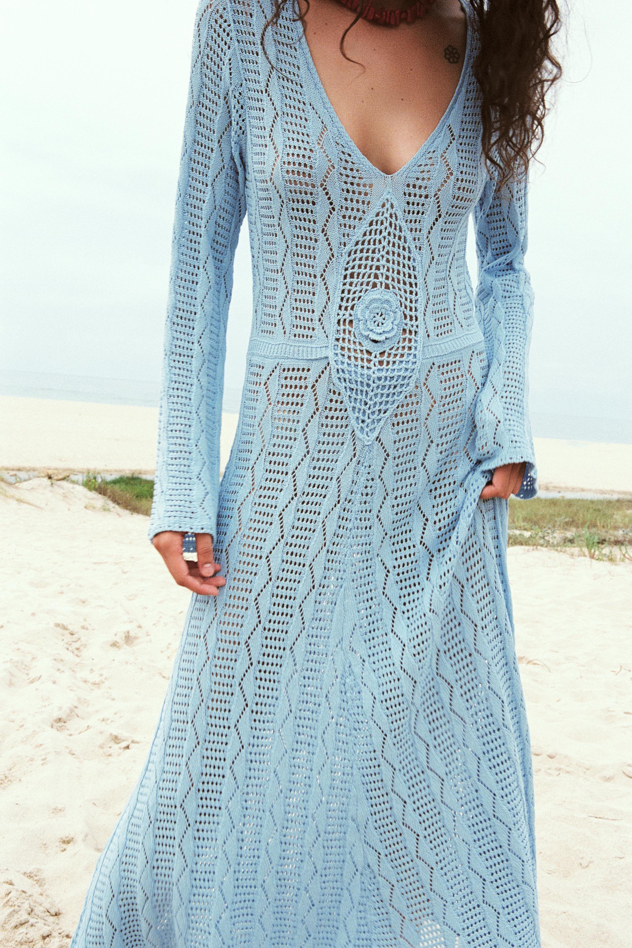 POINTELLE KNIT DRESS - Light blue | ZARA United States