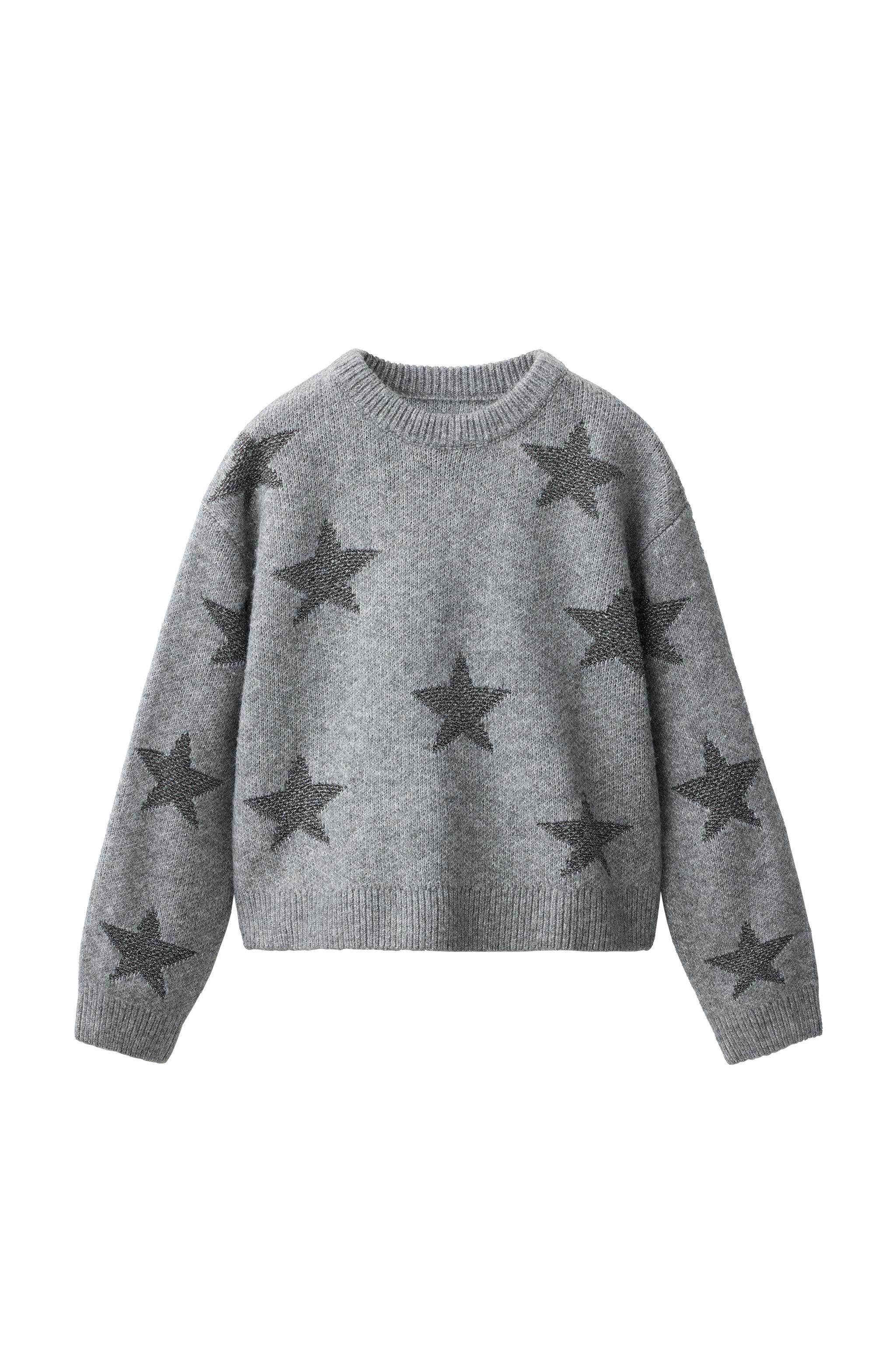 ZARA 星形 スタープレート（大2枚・小1枚） STAR KNIT JUMPER - Mid-gray | ZARA United States