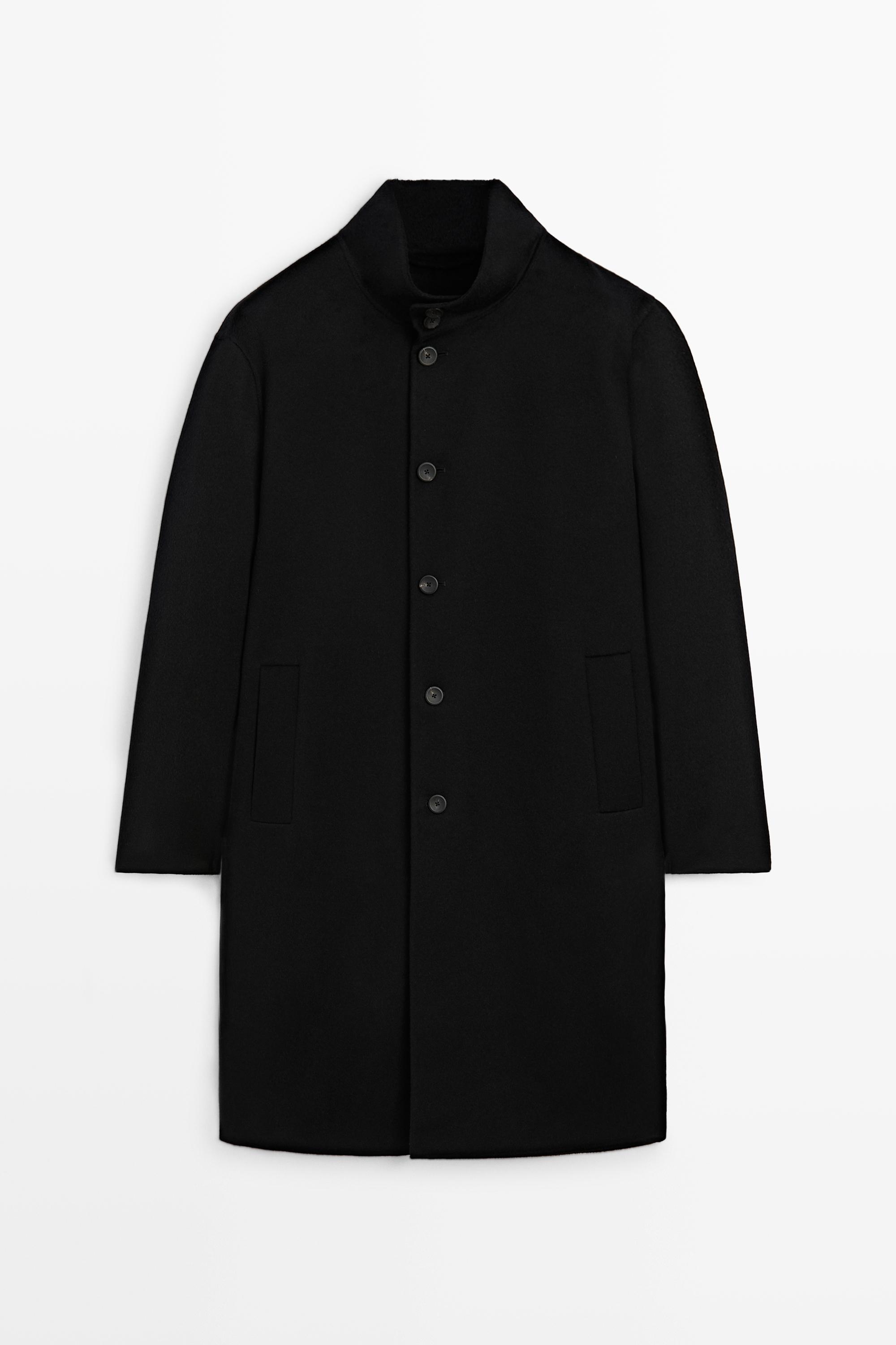 High neck wool blend coat