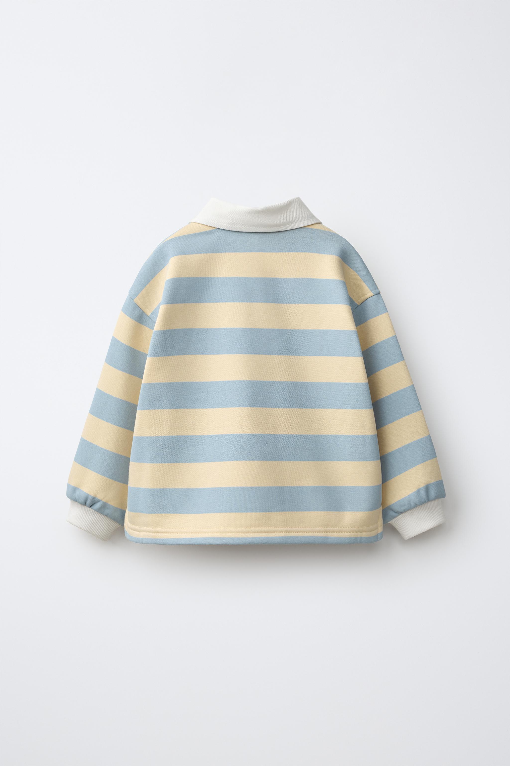 STRIPED BEAR EMBROIDERY POLO — Sky blue (alternate view)