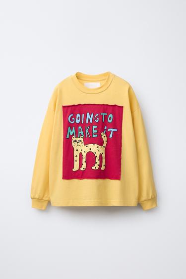 Zara TIGER PATCH T-SHIRT - Ocher - Image 0