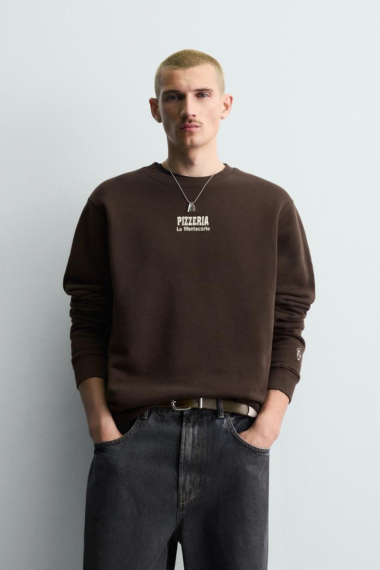 ZARA PIZZERIA LA MONTECARLO PRINTED SWEATSHIRT