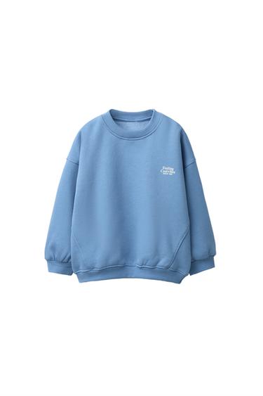 FELPA BASICA SCRITTA - Blu chiaro di Zara