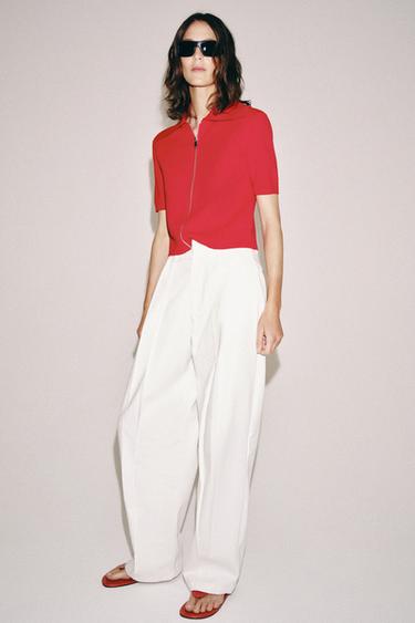 CARDIGAN WITH ZIP - Red by Zara - Image 3