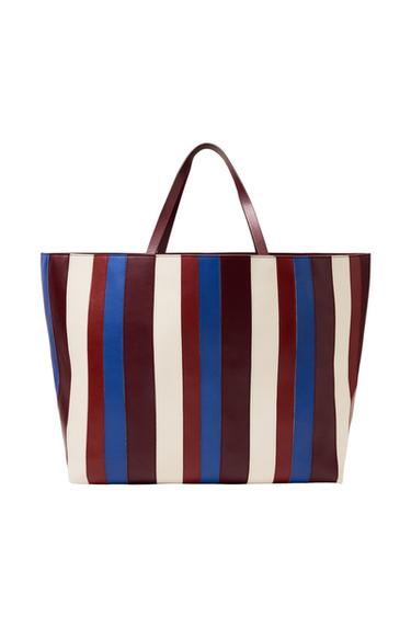 Zara LIMITED EDITION STRIPED LEATHER MAXI SHOPPER - Multi-color - Image 0