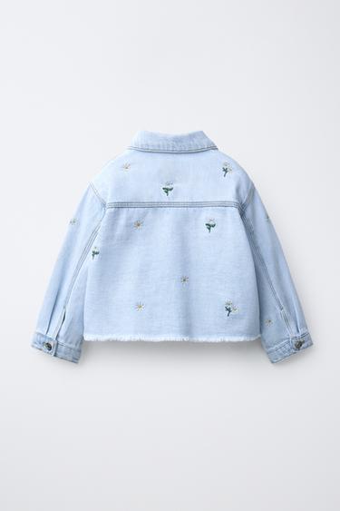 VESTE EN JEAN MARGUERITES BRODÉES - Bleu de Zara - Image 1
