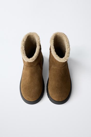 BOTTES EN CUIR DOUBLÉES - Marron de Zara - Image 3