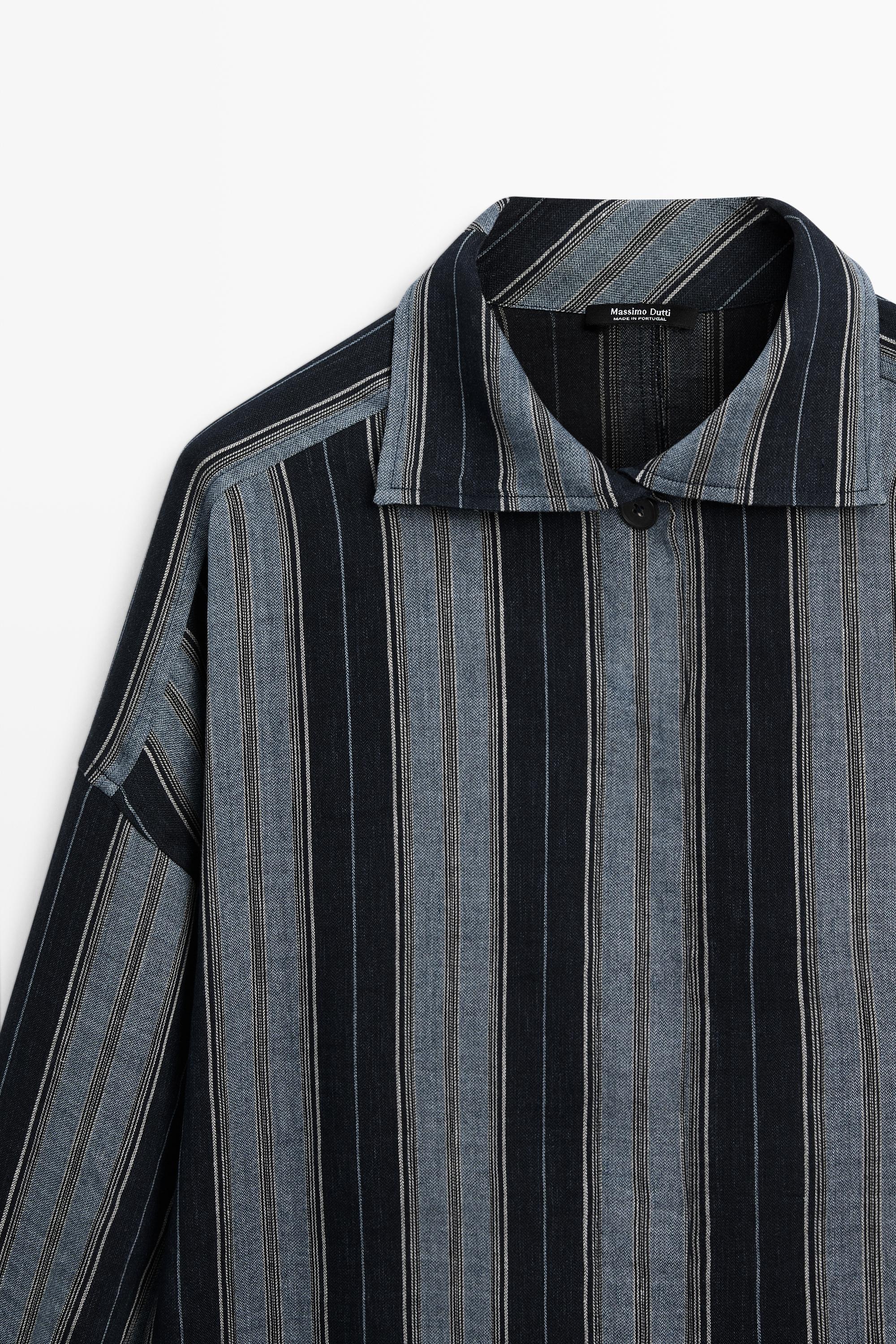 Striped flowing cotton linen shirt