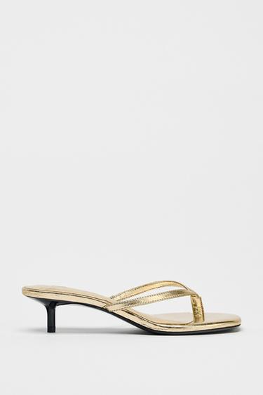 METALLIC KITTEN SANDALS - Gold by Zara - Image 0