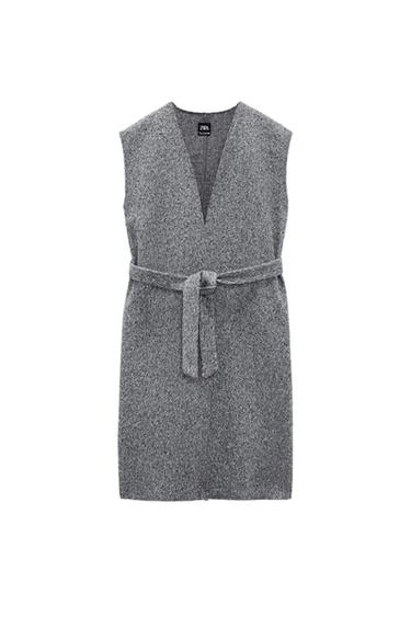 BOUCLÉ WAISTCOAT WITH BELT