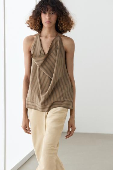 Zara Striped top with cowl neckline - 211
