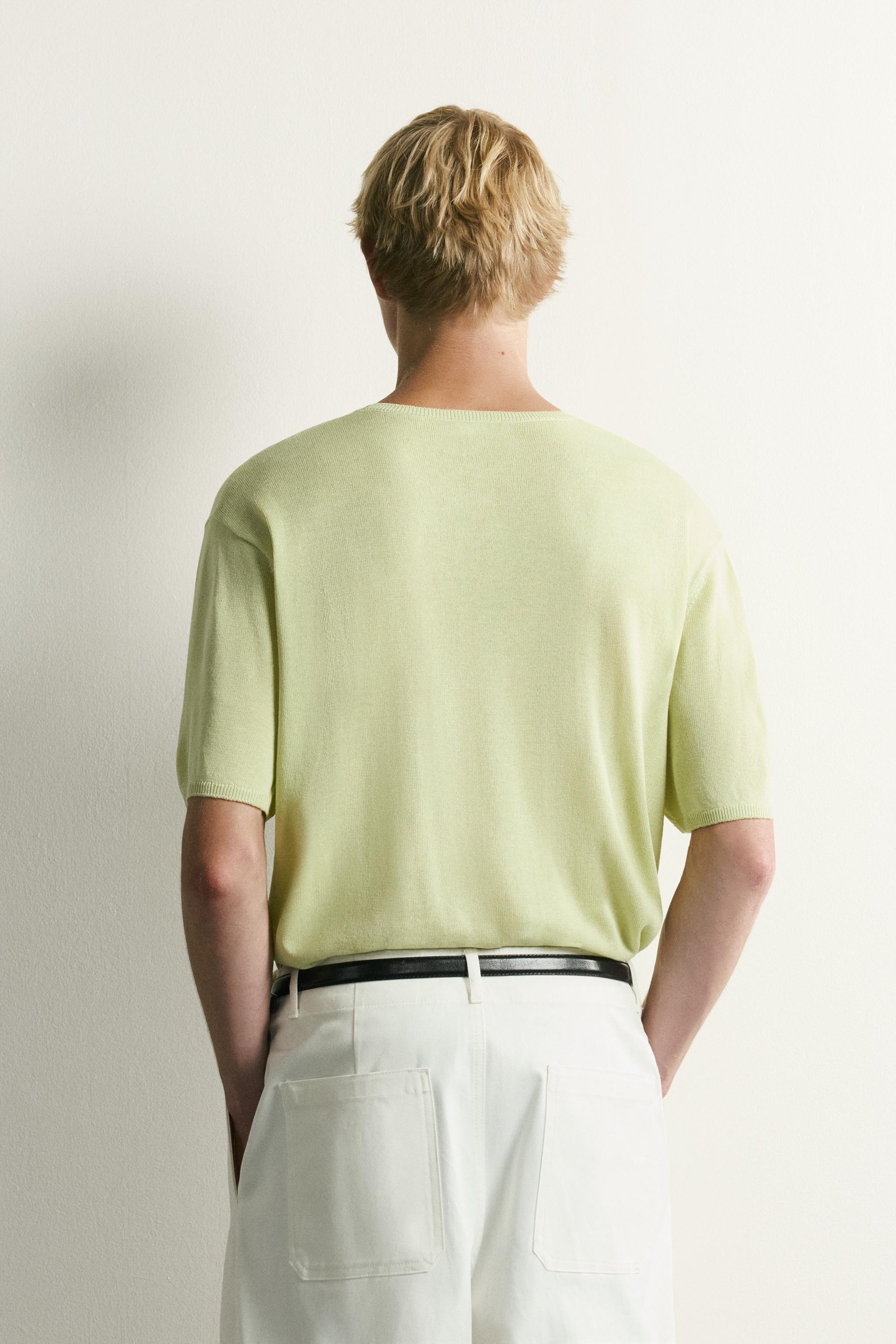Мужские футболки Zara RELAXED FIT LIGHTWEIGHT KNIT T-SHIRT — фото 3
