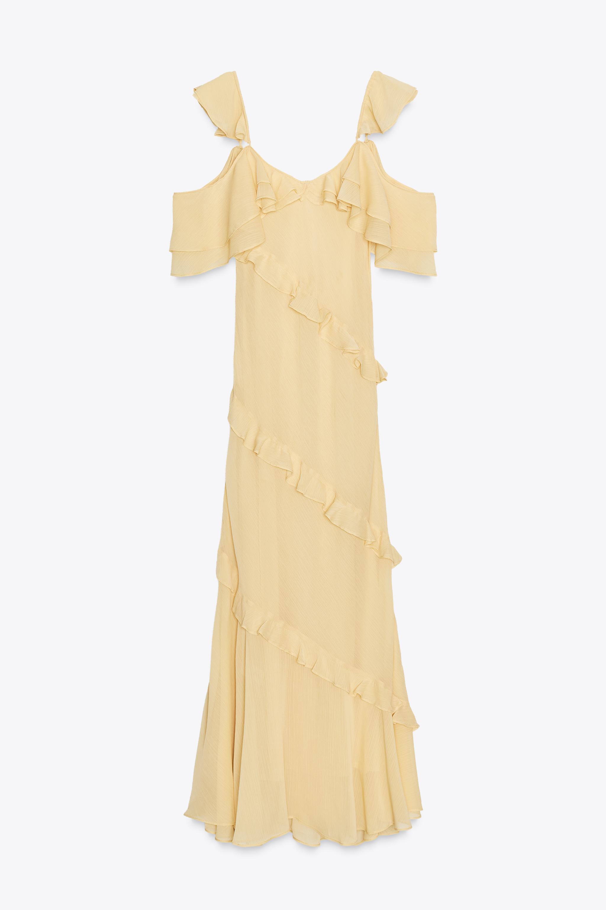 Sara mallikka フリル付きワンピース イエロー Mサイズ フリル付きコンビネーションワンピース - イエロー | ZARA Japan