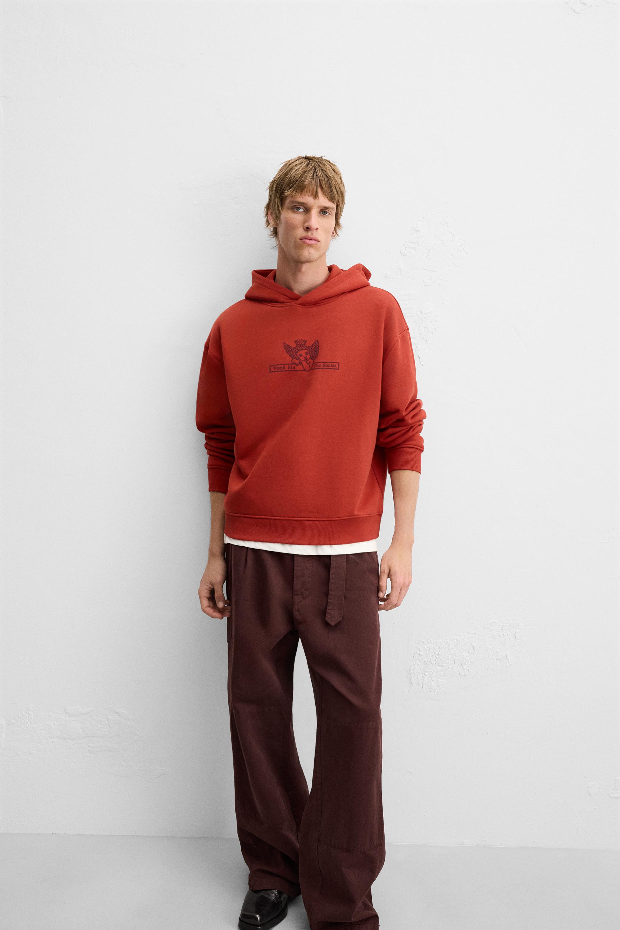HEART PRINT HOODIE - Burgundy | ZARA Australia