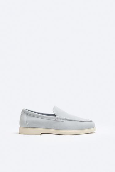 MOCASÍN PIEL CASUAL - Azul Celeste de Zara