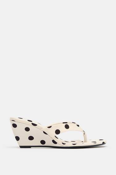 POLKA DOT WEDGE HEEL SANDALS - white by Zara