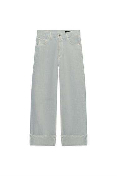 Zara ZW COLLECTION MID-RISE BAGGY JEANS - Pastel blue