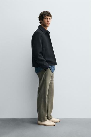 ZIP-UP WOOL EFFECT JACKET - Navy blue by Zara - Image 3