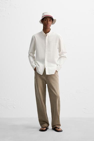 REGULAR FIT SHIRT WITH POCKET - White by Zara