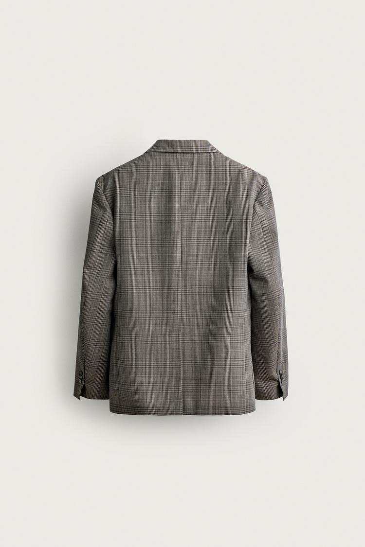 Blazer de cuadros de corte relajado 100% lana 3